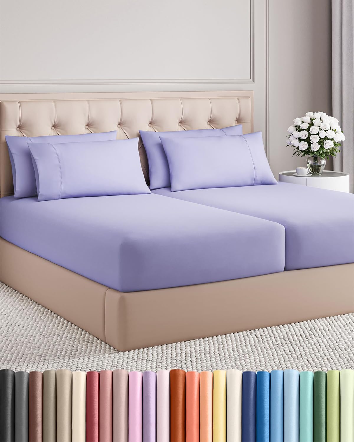 Split King 7 Piece Sheet Set - Comfy, Breathable & Cooling - Soft Hotel Luxury Bedding for Women, Men, Kids, Teens and Children - 1 Flat…