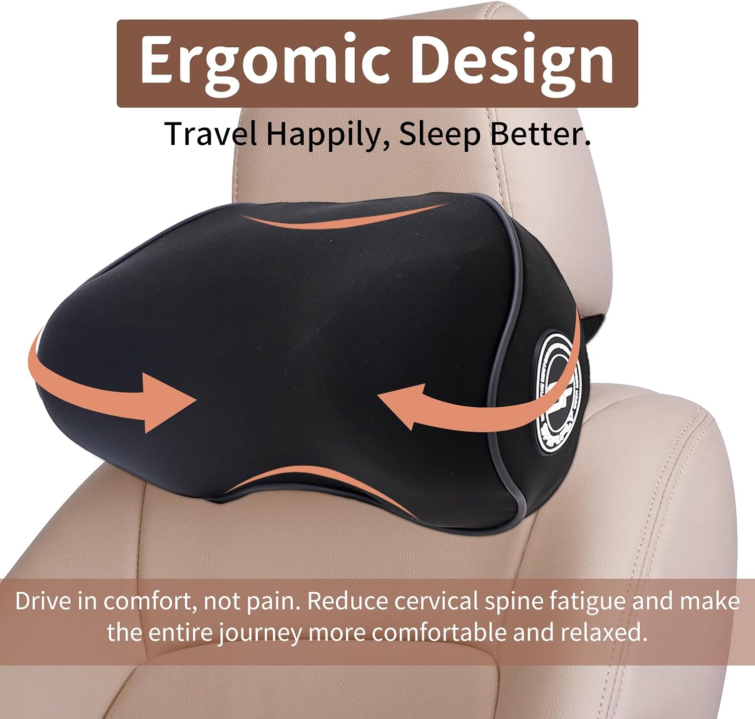 Sprfufly 2 Pack - Car Headrest Pillow for Neck Support, 100% Memory Foam Car Neck Pillow with Sleep Mask - Universal Fit Head Rest Travel P…