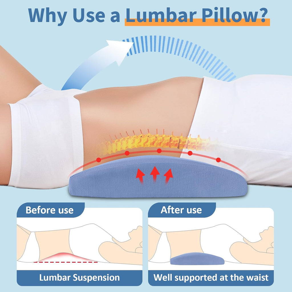 VamorryDirect Lumbar Support Pillow for Bed Relief Lower Back Pain with Cooling Gel: Sciatica Lower Back Pillow for Sleeping-Memory Foam Wa…