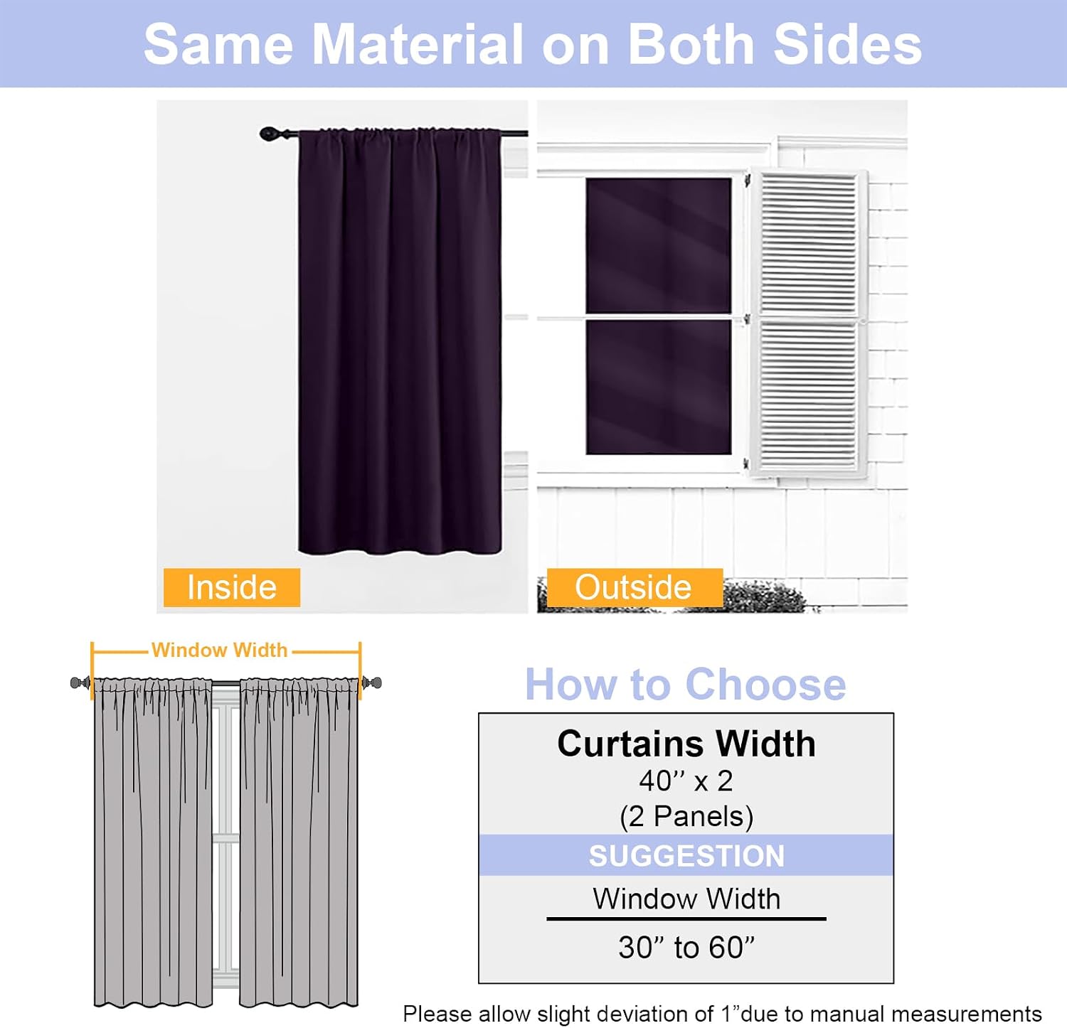 Simplebrand Ava BlackBerry Blackout Curtains for Bedroom 63 Inch Length 2 Panels Set, Nursery Thermal Insulated Energy Saving Rod Pocket Wi…