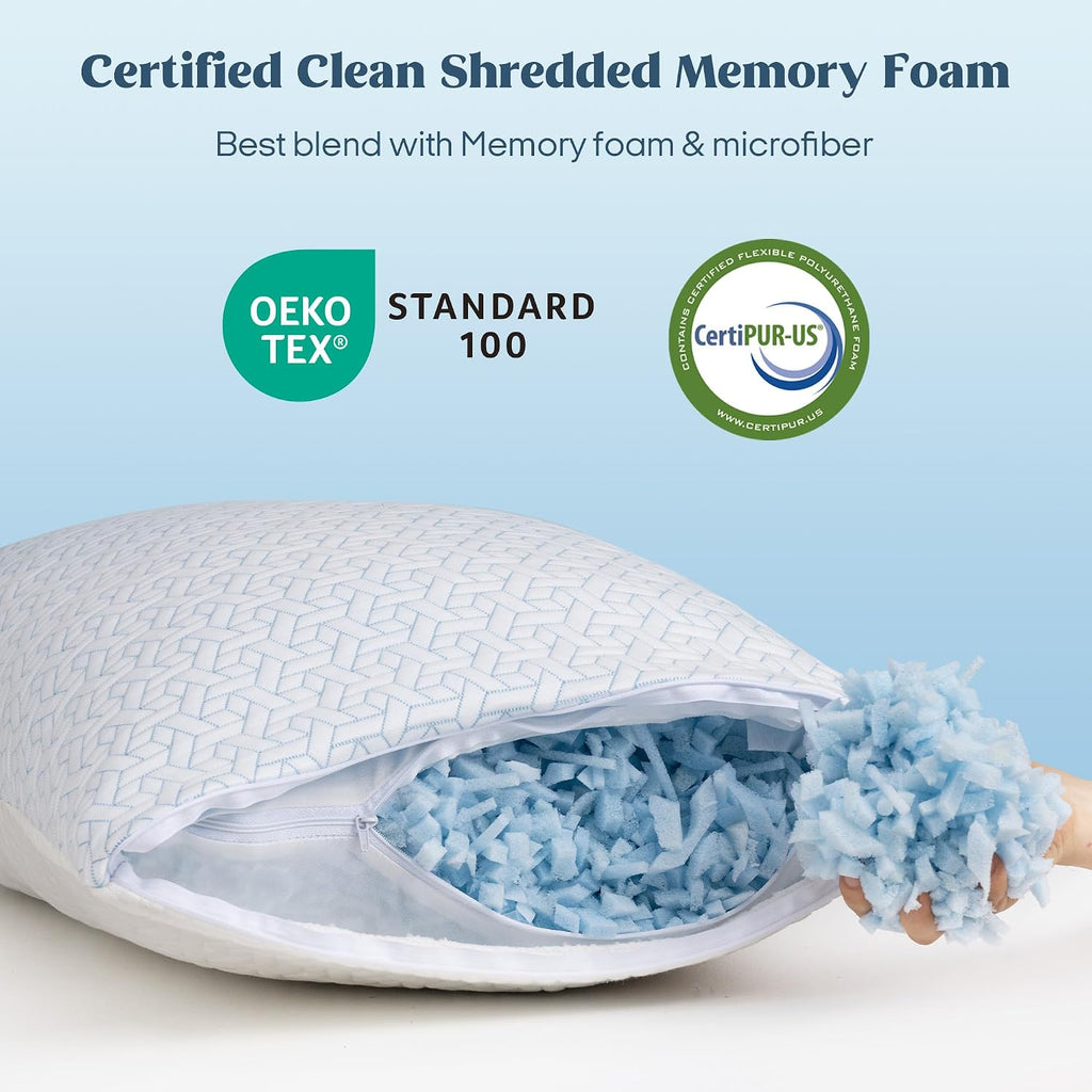 puredown® Cooling Pillows King Size Set of 2, Memory Foam Pillows Adjustable Firm Bed Pillows for Sleeping, Cool Pillow for Hot Sleepers…