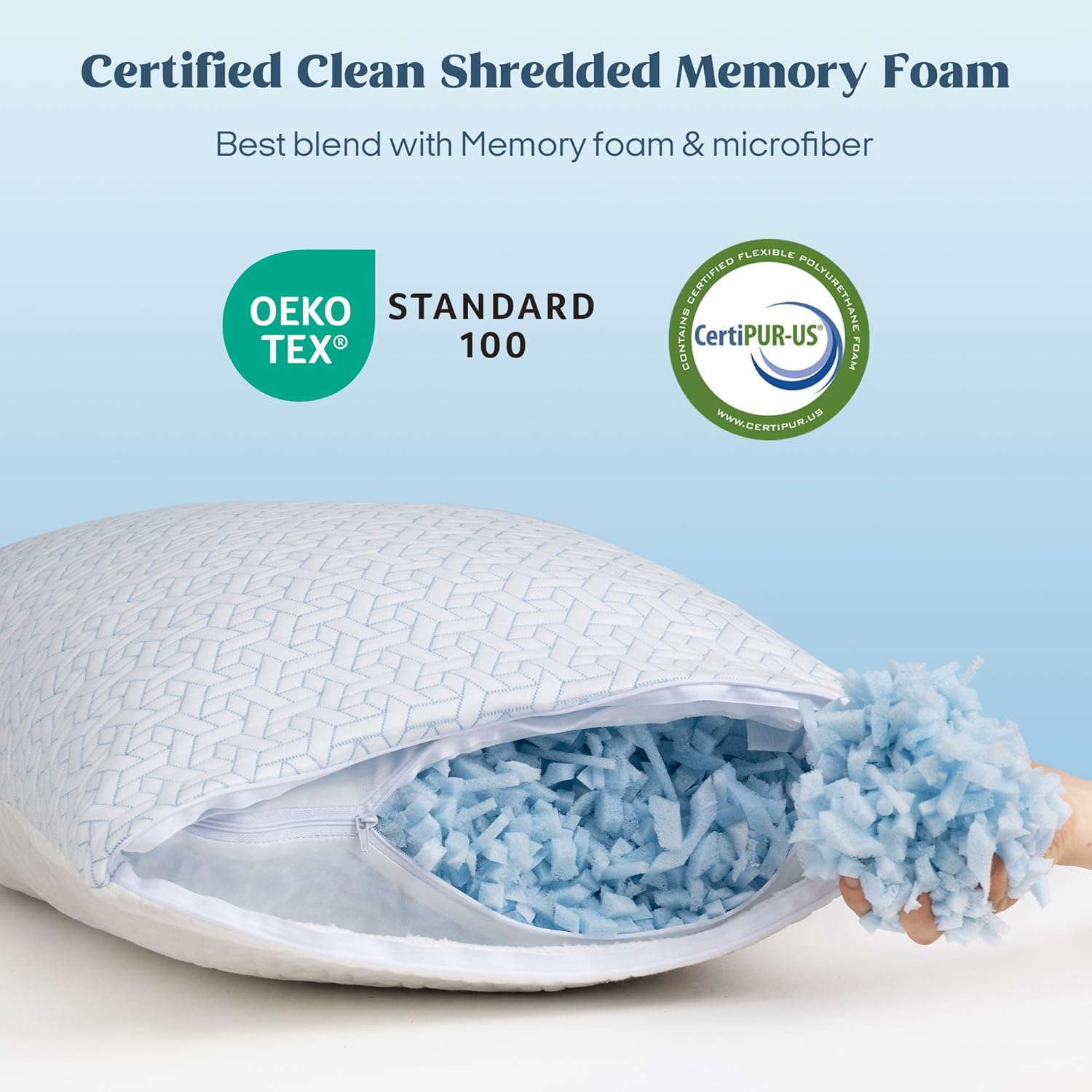 puredown® Cooling Pillows Queen Size Set of 2, Memory Foam Pillows Adjustable Firm Bed Pillows for Sleeping, Cool Pillow for Hot Sleepers…
