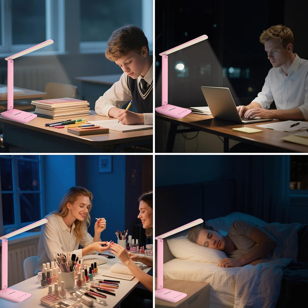 karidi LED Desk Lamp Dimmable Table Lamp with USB Charging Port, 5 Lighting Modes, Sensitive Control, Foldable Portable Desk Light for…
