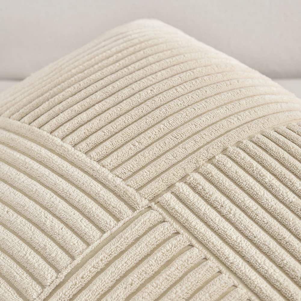 Fancy Homi Tan Decorative Throw Pillow Covers 16x16 Inch for Living Room Couch Bed Sofa, Farmhouse Boho Home Decor, Soft Corss Patchwork…