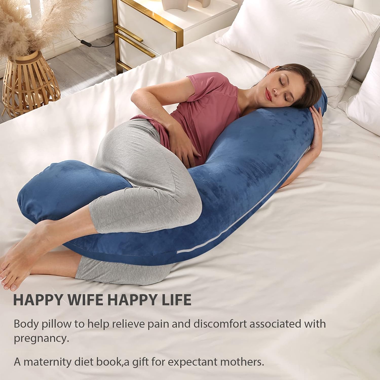 BATTOP Pregnancy Pillows for Sleeping, Body Maternity Pillow with Cooling Washable Cover, Support for Back, HIPS, Legs, Belly for Pregnant…