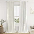 Guken Ivory 100% Blackout Curtains 84 Inch Length 2 Panels Set for Living Room Bedroom Back Tab Thermal Insulated Black Out Linen Drapes Ro…