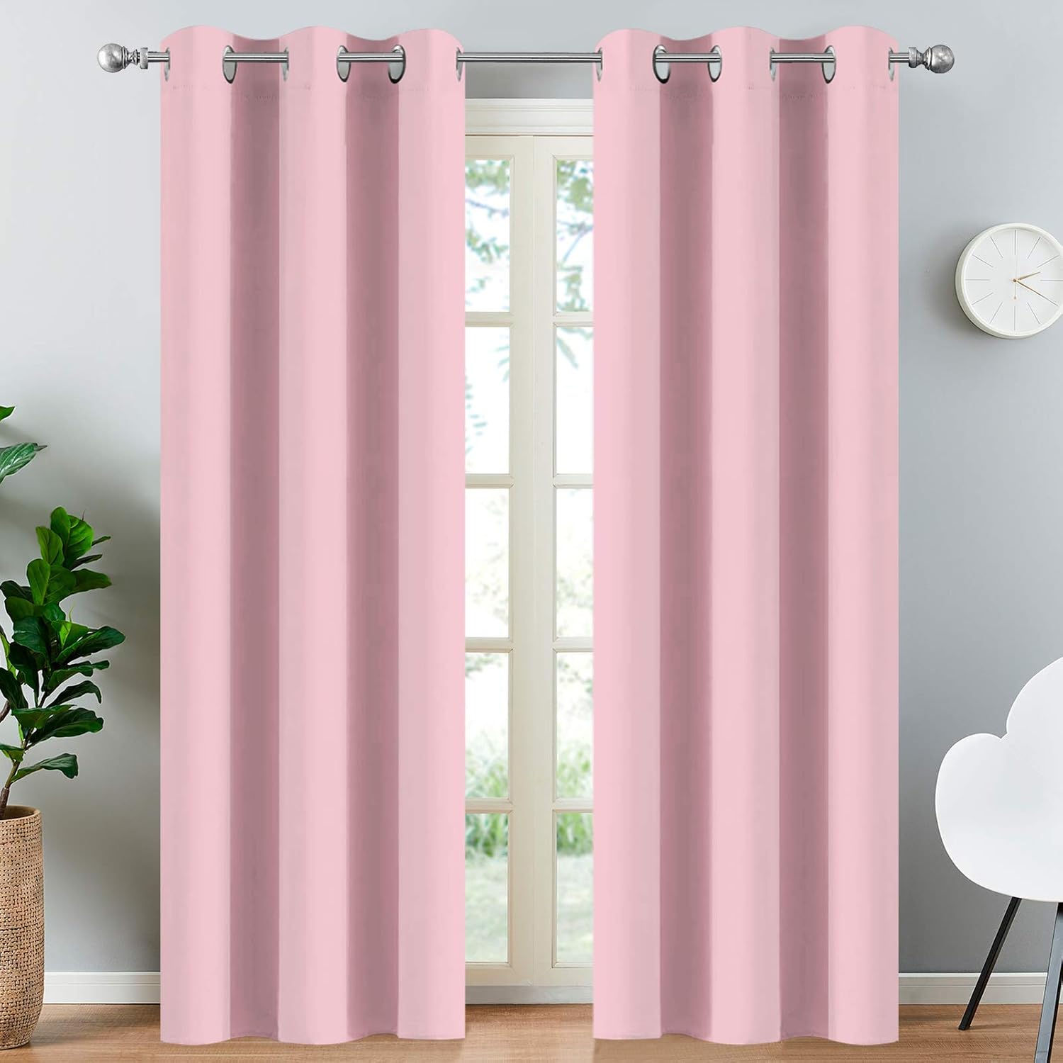 Yakamok Light Blocking Window Blackout Curtains Thermal Insulated Room Darkening Drapes for Bedroom, Solid Grommet Top Window Panels…