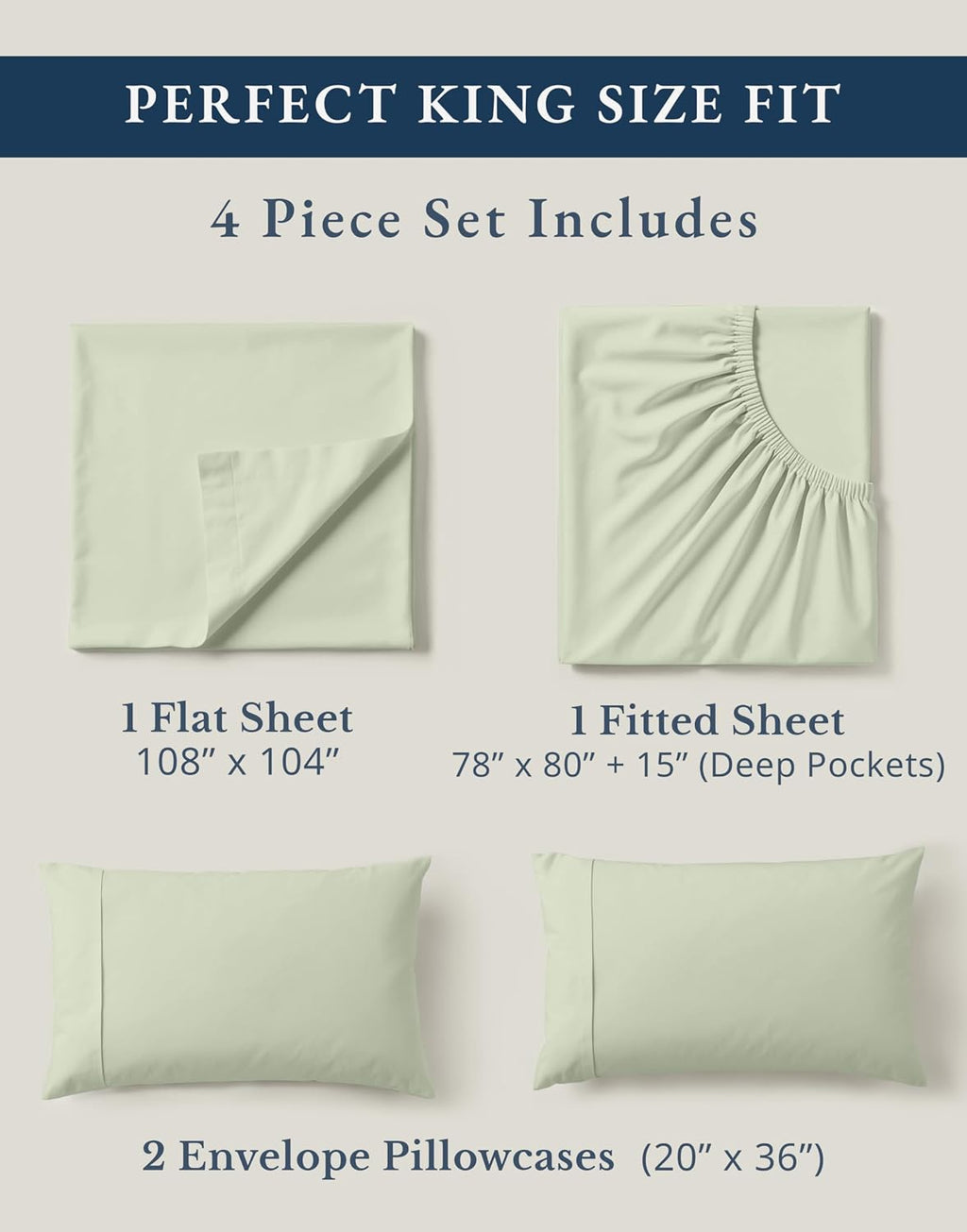 LaneLinen LANE LINEN 100% Organic Cotton King Bed Sheet Set, Bedsheets 4Pc Soft Cooling Fully Elasticized Mercerised All Season Sustainably…
