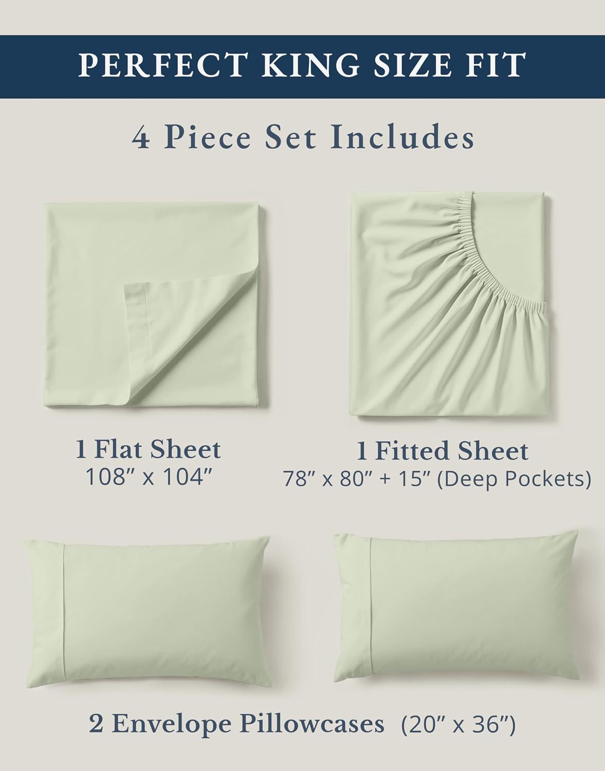 LaneLinen LANE LINEN 100% Organic Cotton King Bed Sheet Set, Bedsheets 4Pc Soft Cooling Fully Elasticized Mercerised All Season Sustainably…