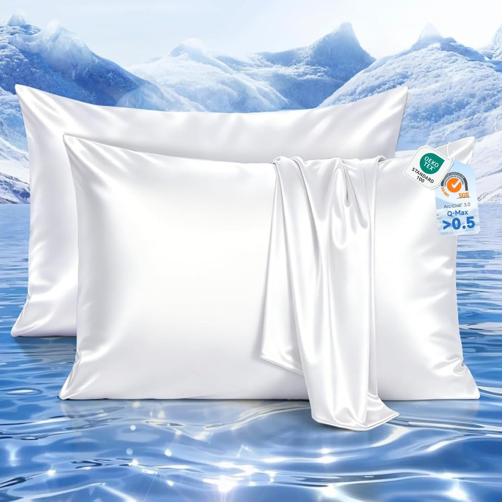 Elegear Cooling Pillow Cases Set of 2 for Hot Sleepers, Softer Than Silk Pillow Cases for Hair & Skin, Upgraded Arc-Chill Cooling Satin…
