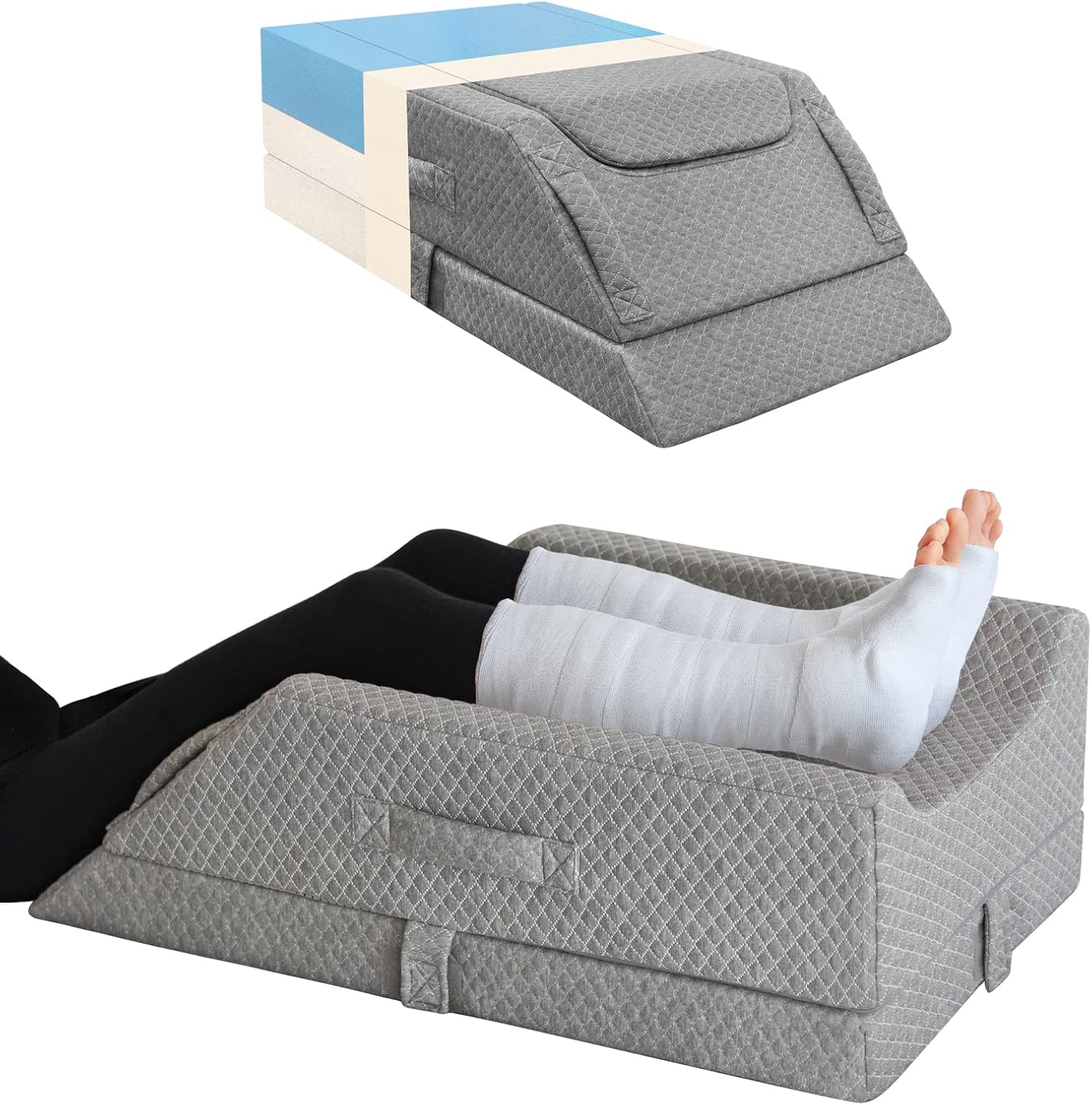 KingPavonini Adjustable Leg Elevation Pillows for Swelling After Surgery, Cooling Memory Foam Leg Wedge Pillow for Blood Circulation, Wedge…