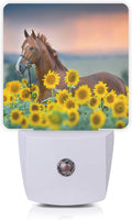Horse Night Light, Sunflower Farm Animal Horses Plug-in Night Lights with Dusk-to-Dawn Sensor for Women/Girls/Boys Gift Sleep Friendly…