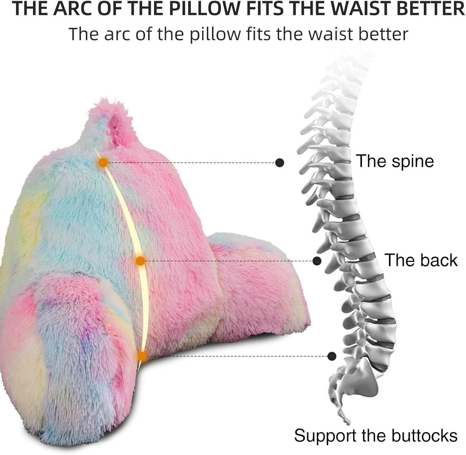 Aimuan Reading Pillow Bed Rest Pillow with Arms Rabbit Fur Cushion for Adults Teens Incline Rest Sitting up & Sleeping Snoring Pillow…
