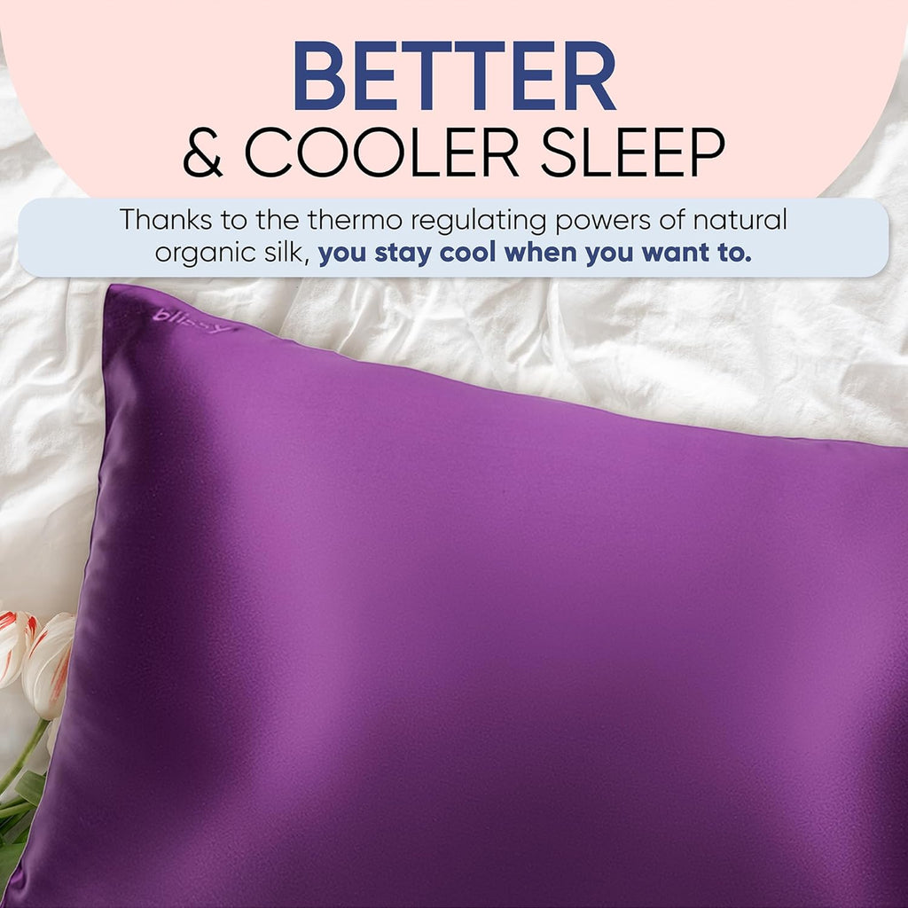Blissy Silk Pillowcase - 100% Pure Mulberry Silk - 22 Momme 6A High-Grade Fibers - Silk Pillow Cover for Hair & Skin - Regular, Queen &…