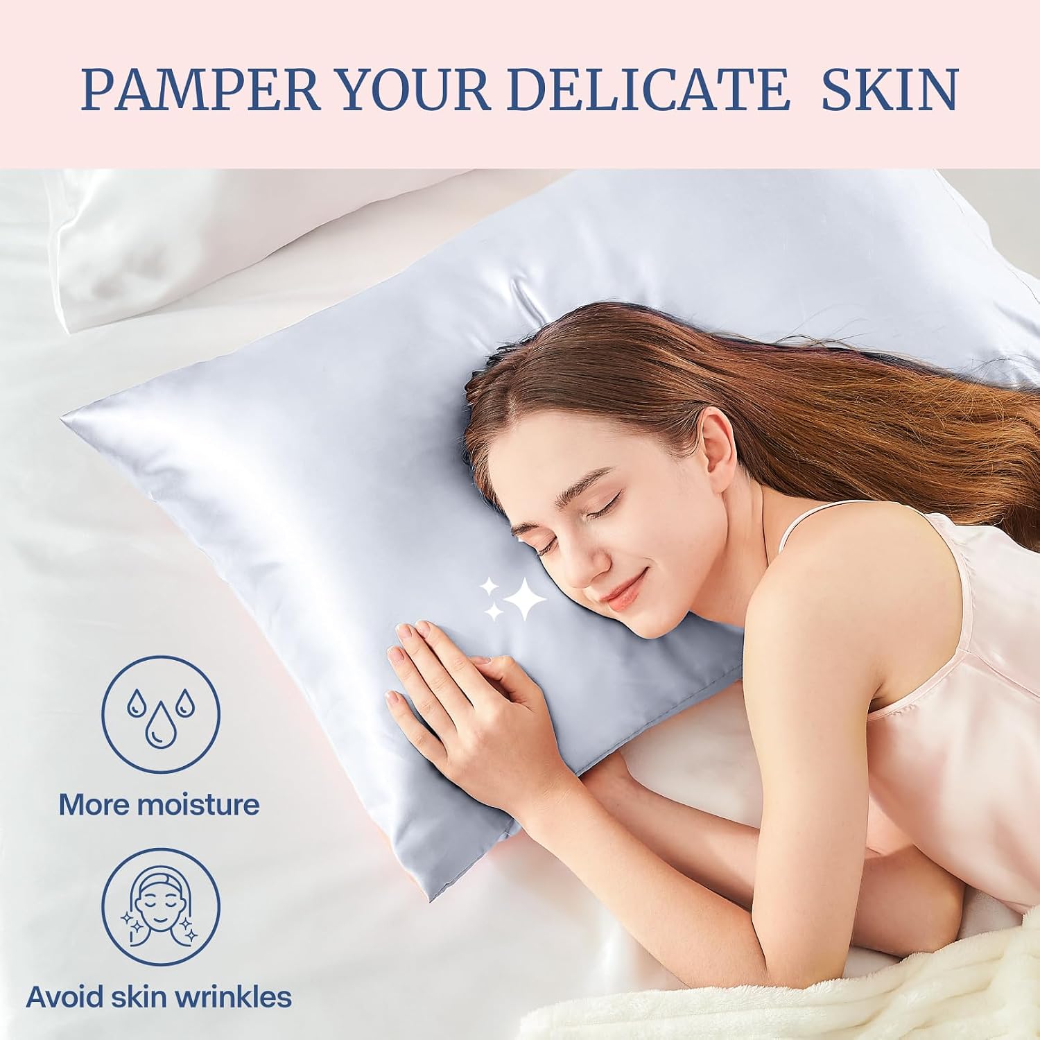 Bedelite Satin Pillowcase for Hair and Skin, Super Soft and Cooling Similar to Silk Pillow Cases 2 Pack with Envelope Closure, Gift for Wom…