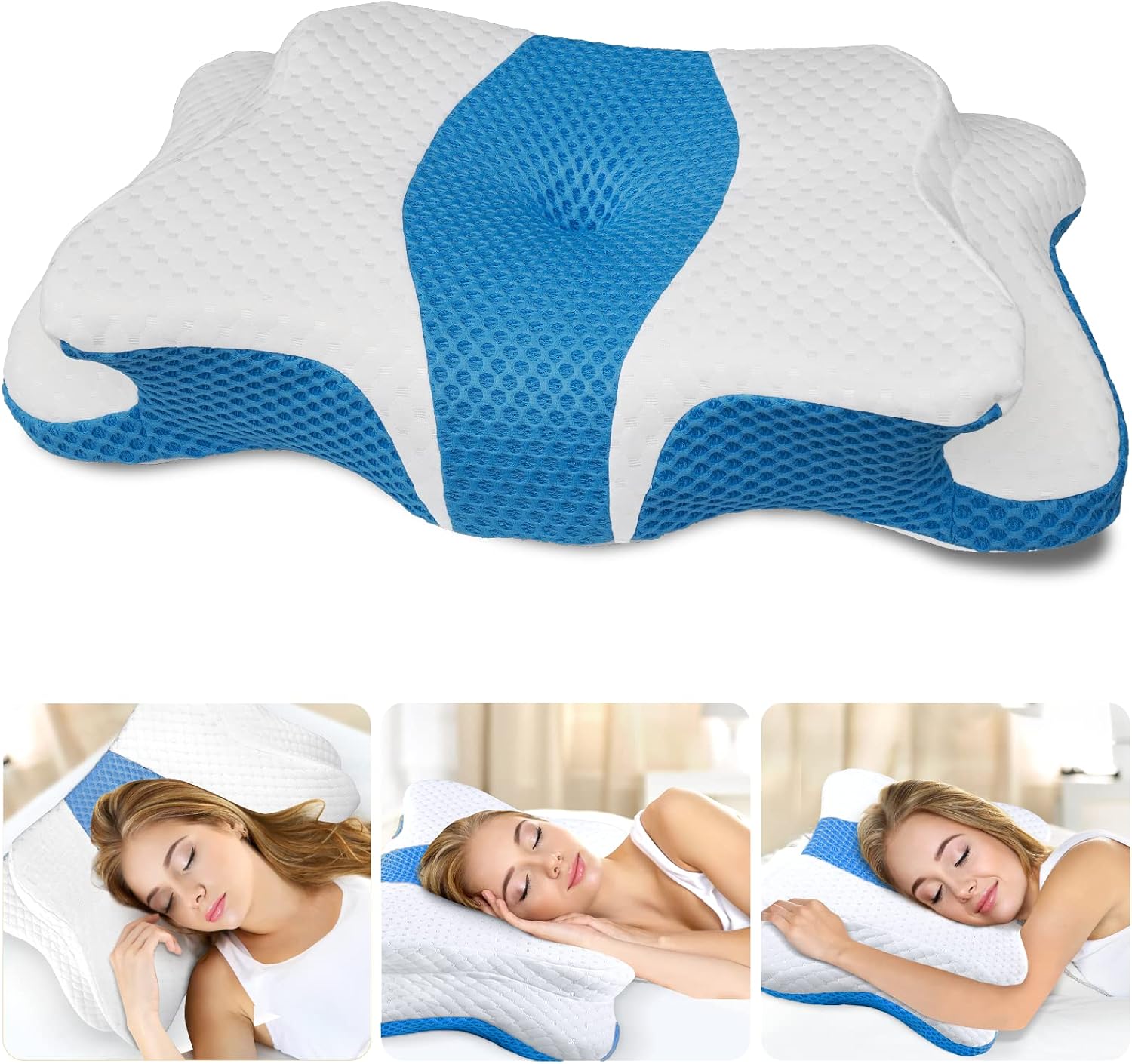 CHxxy Memory Foam Pillows, Cervical Pillow for Neck and Shoulder, Ergonomic Contour Bed Pillow, Soft for Side Sleep Stomach Sleeping and B…