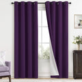 Yakamok Room Darkening 100% Blackout Curtains Grommet Window Treatments with 2 Thick Layers-Purple Thermal Insulated Drapes Set of 2 Panels…