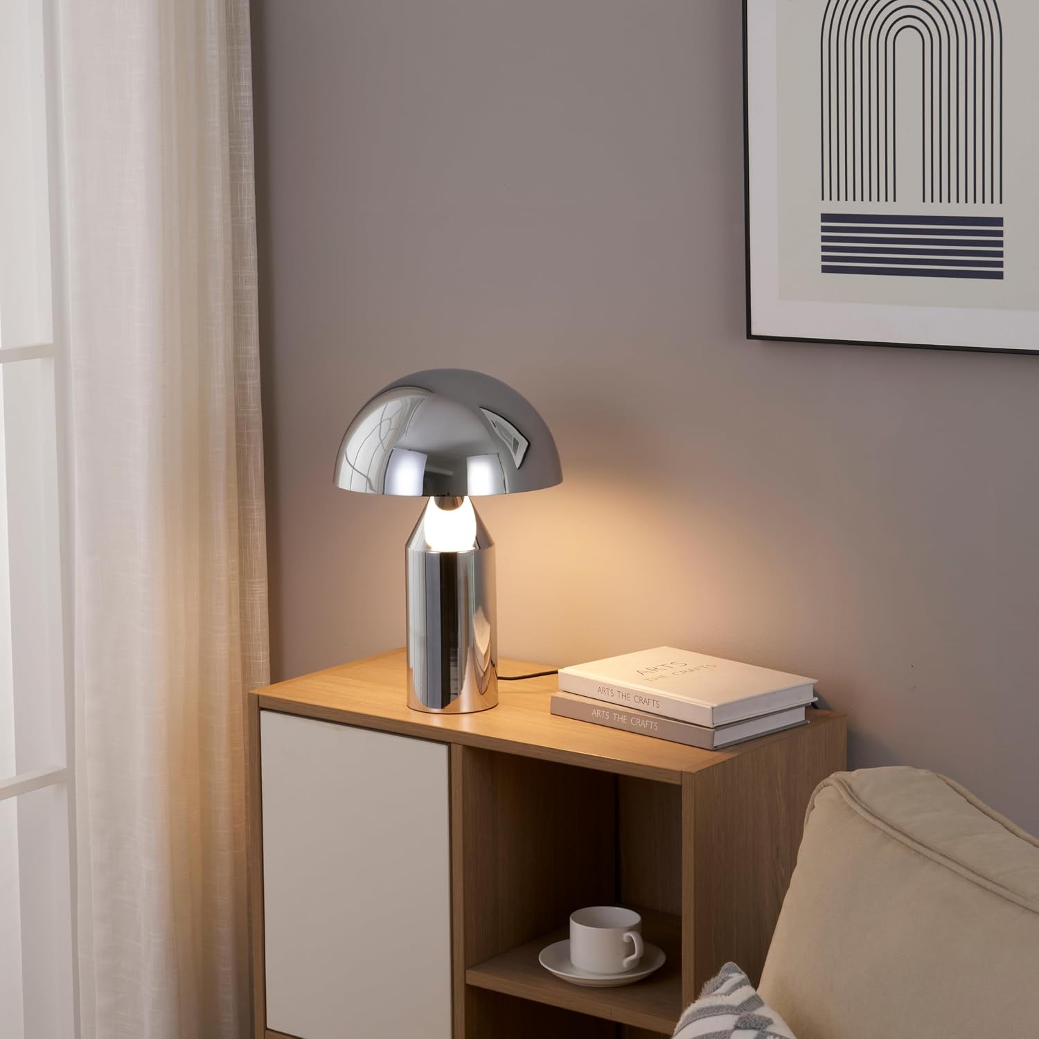 Brightech Venus 14" Globe Table Lamp – Modern Mid-Century Lamp with Golden Metal Shade – Nightstand, Bedside, Desk & Accent Table…