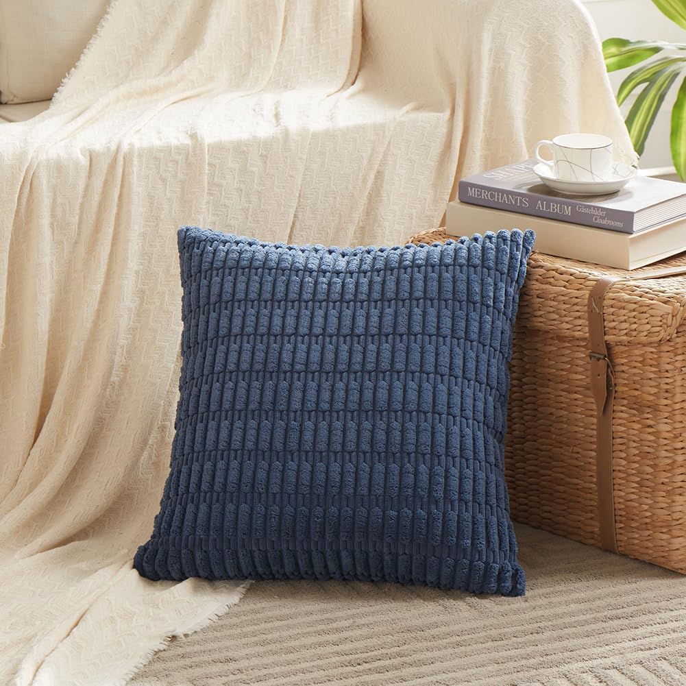 Fancy Homi Decorative Throw Pillow Covers for Bed Couch Bedroom Bench, Soft Corduroy Solid Pillow Case, Rustic Farmhouse Boho Room…