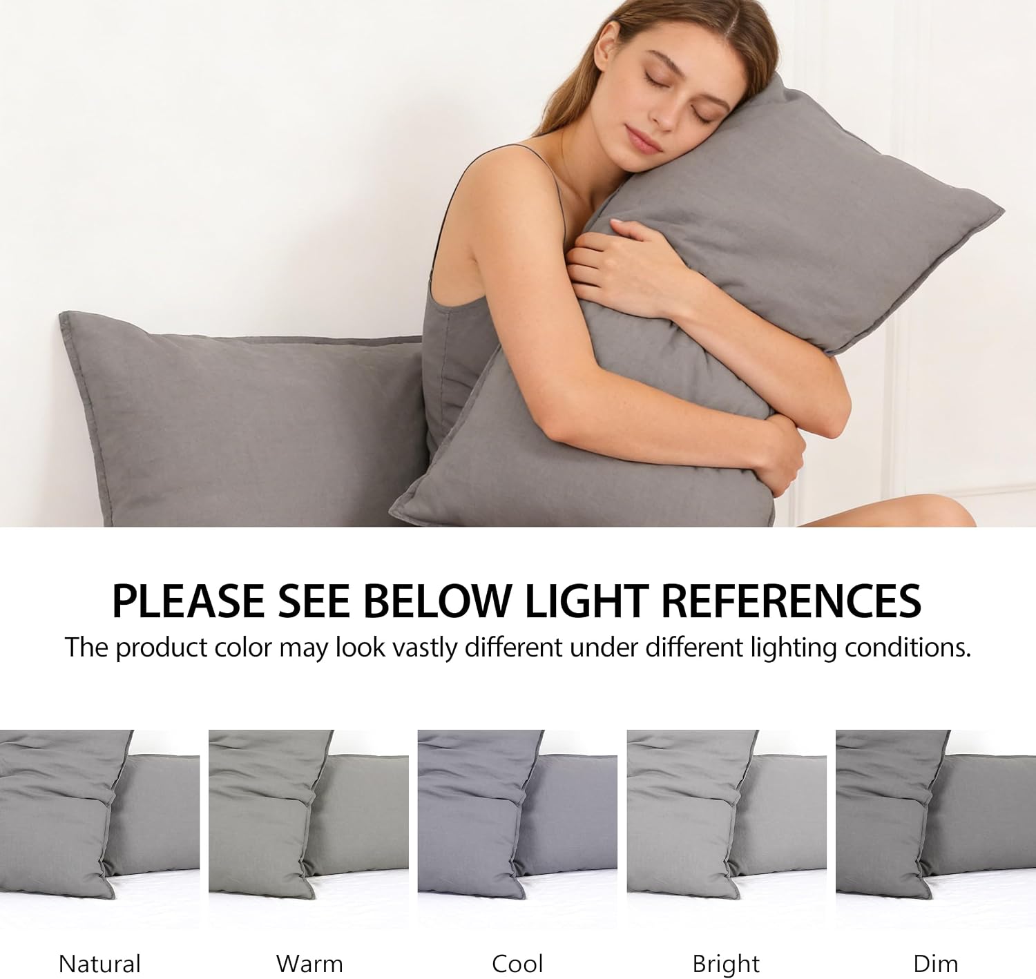 Simple&Opulence 100% Linen Pillowcases Basic Style Solid Color Set of 2, King Size Stone Washed Flax Pillow Cover Envelope Closure…