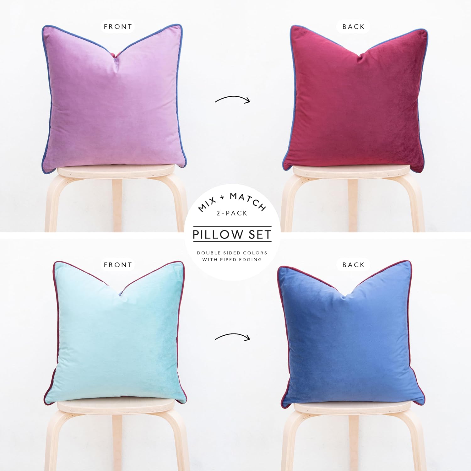MONDAY MOOSE Decorative Throw Pillow Covers Cushion Cases, Set of 2 Soft Velvet Modern Double-Sided Designs, Mix and Match for Home…