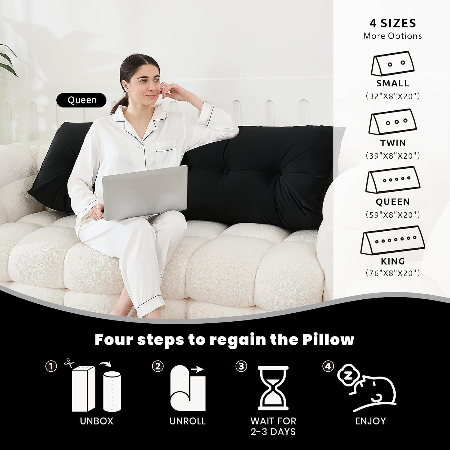 Zelladorra Headboard Pillow for Bed, Triangular Wedge Pillow Headboard Soft Support While Reading and Resting, Bed Bolster Cushion…