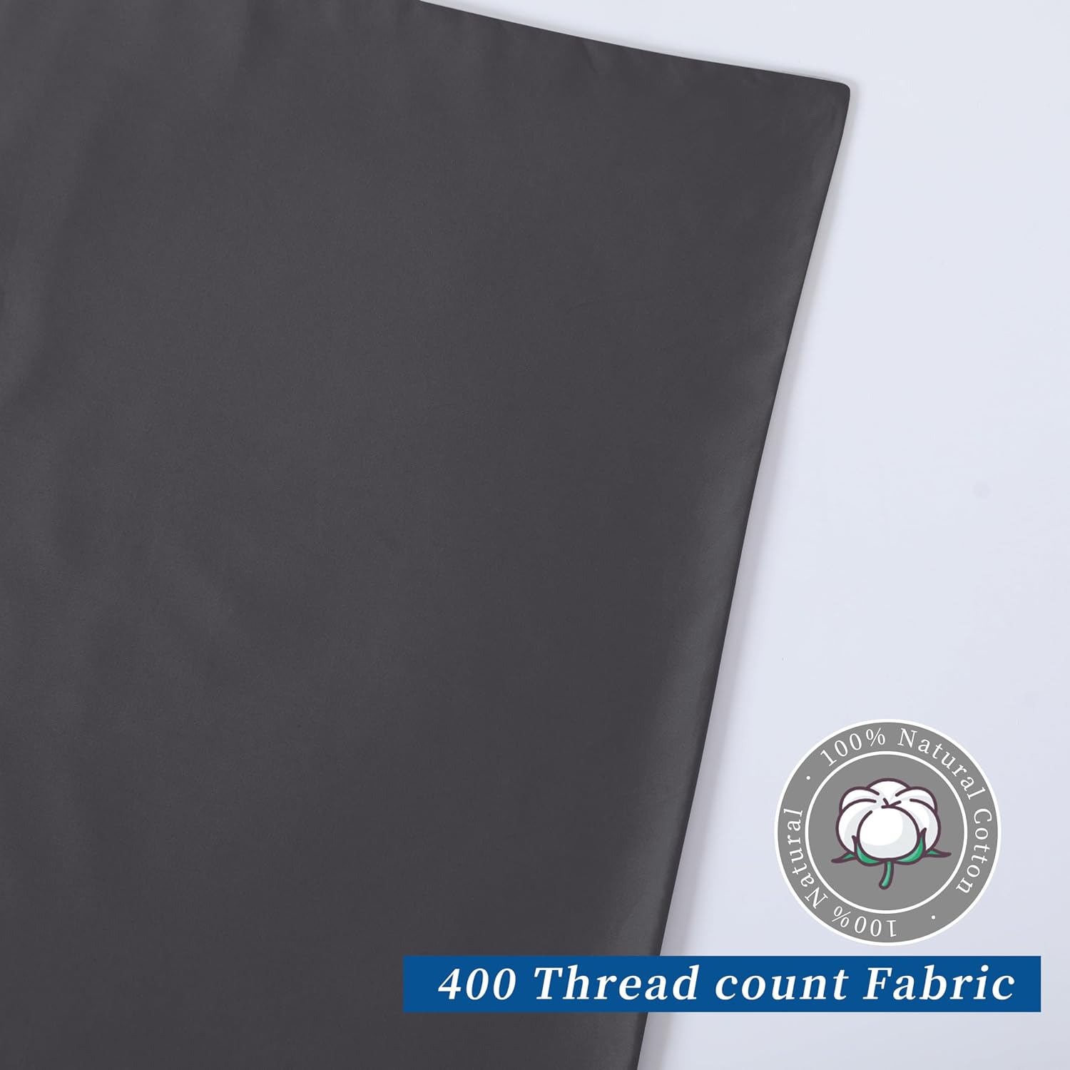 ZaizaiHome King Size Pillow Protector Set of 2, 100% Egyptian Cotton Pillow Cases with Zipper 400 Thread Count Sateen Weave Cotton Dark Gre…