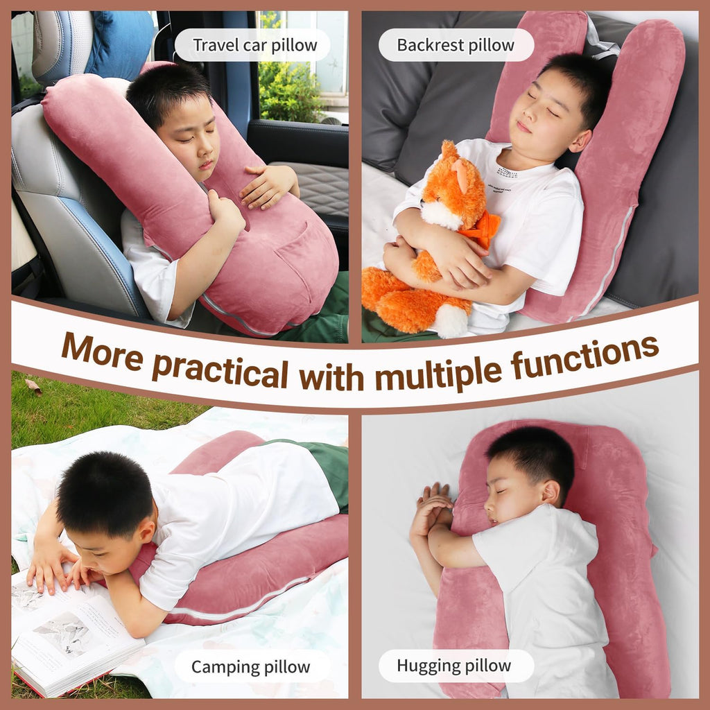 Travel Pillow for Kids & Adults, Car Pillow for Back Seat, Sleeping Support Cushion for Long Road Trips, Toddler Carseat Pillow with…