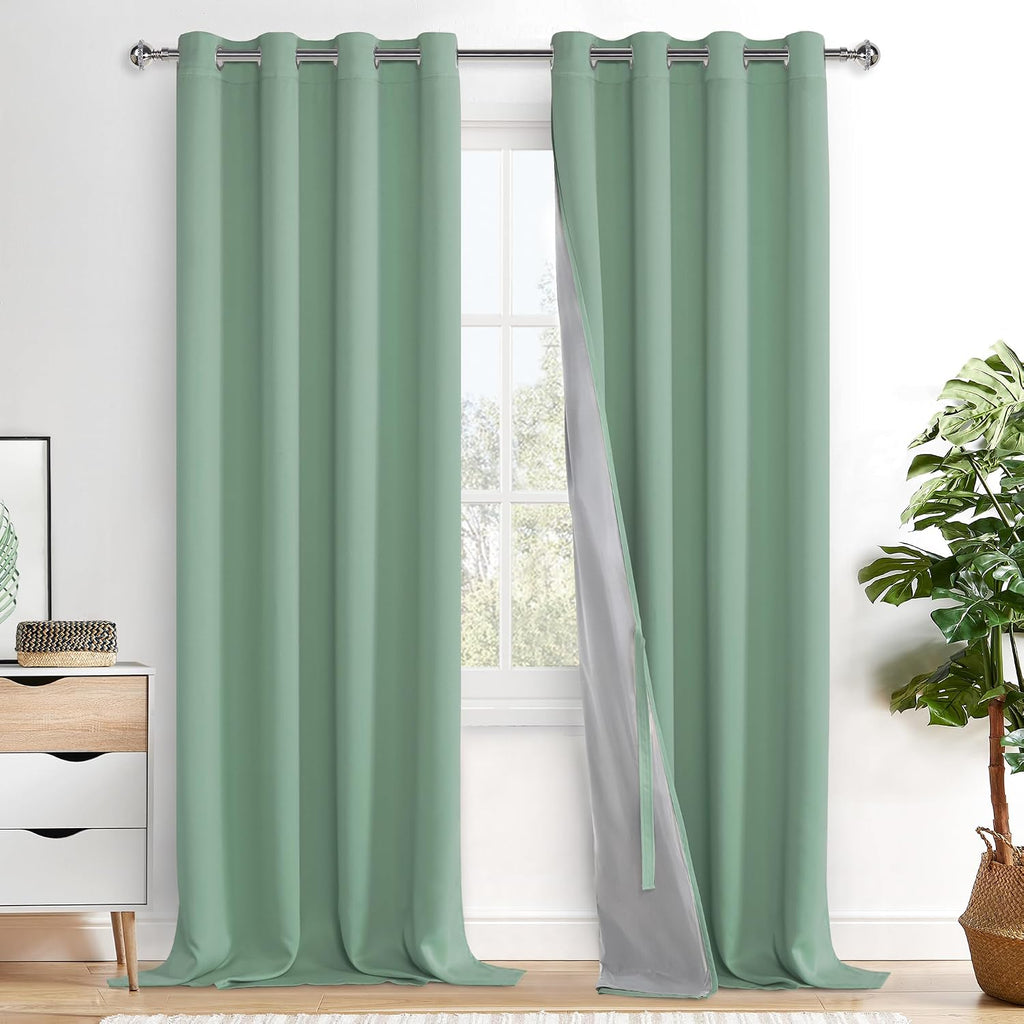 Xwzo 100% Blackout Curtains 2 Panels with Tiebacks- Extra Long Heat and Full Light Blocking Window Treatment with Grommets for Bedroom/Nurs…