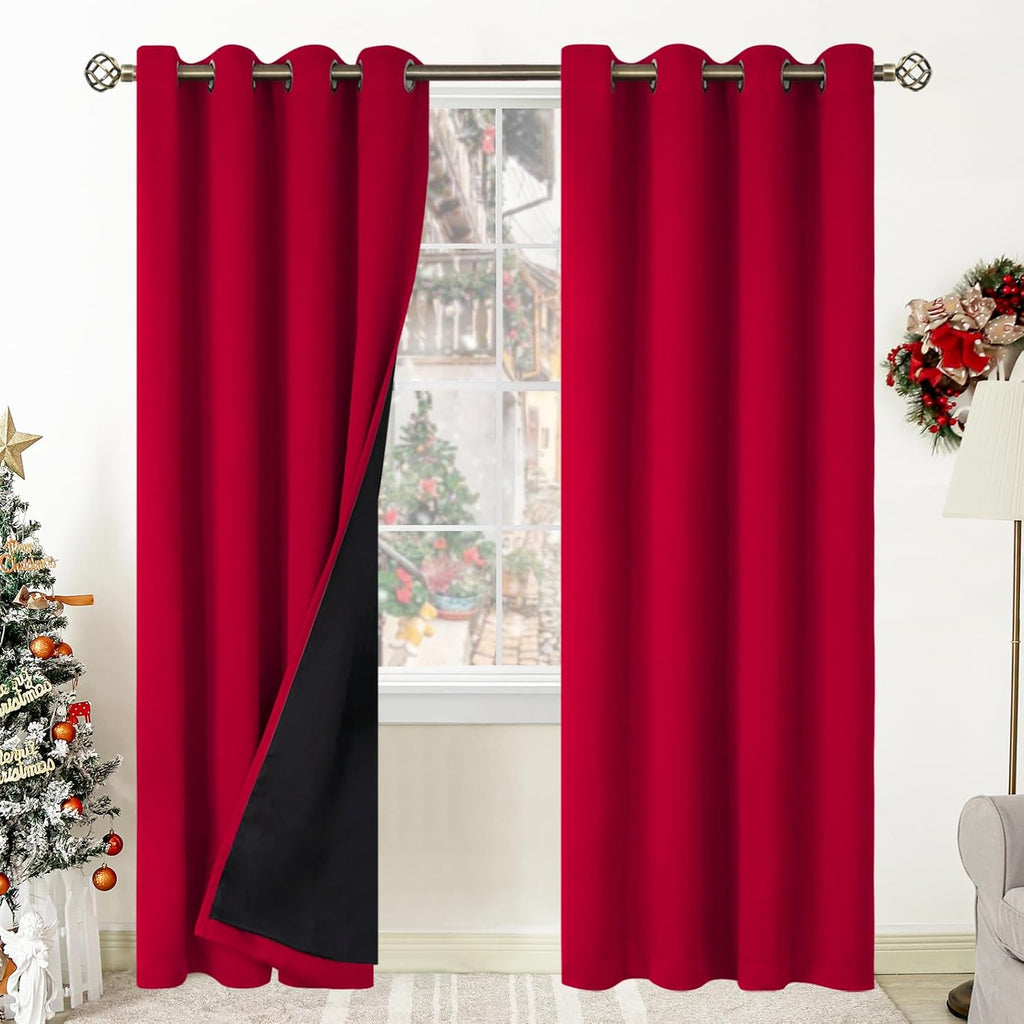 BGment Christmas 100% Blackout Curtains Thermal Insulated with Liner for Living Room Decoration - Grommet Double Layer Energy Saving Bedroo…