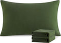 Ntbay Standard Pillowcase Set - 2 Pack Brushed Microfiber 20x26 Pillowcases - Soft, Wrinkle-Free, Fade-Resistant, Stain-Resistant, Olive Gr…