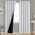 BGment Greyish White 100% Blackout Curtains 84 Inches Long with Noise-reducing Liner, Rod Pocket and Back Tab Double Layer Room Darkening…