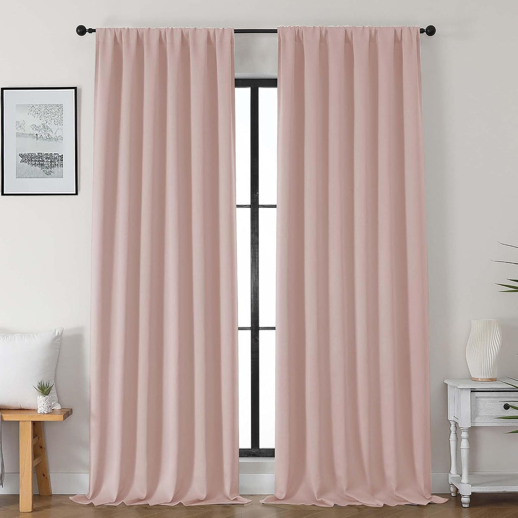 Gwine Blush Pink Blackout Curtains for Bedroom 96 Inch Length, Room Darkening Energy Saving Black Out Curtains for Living Room, Window…