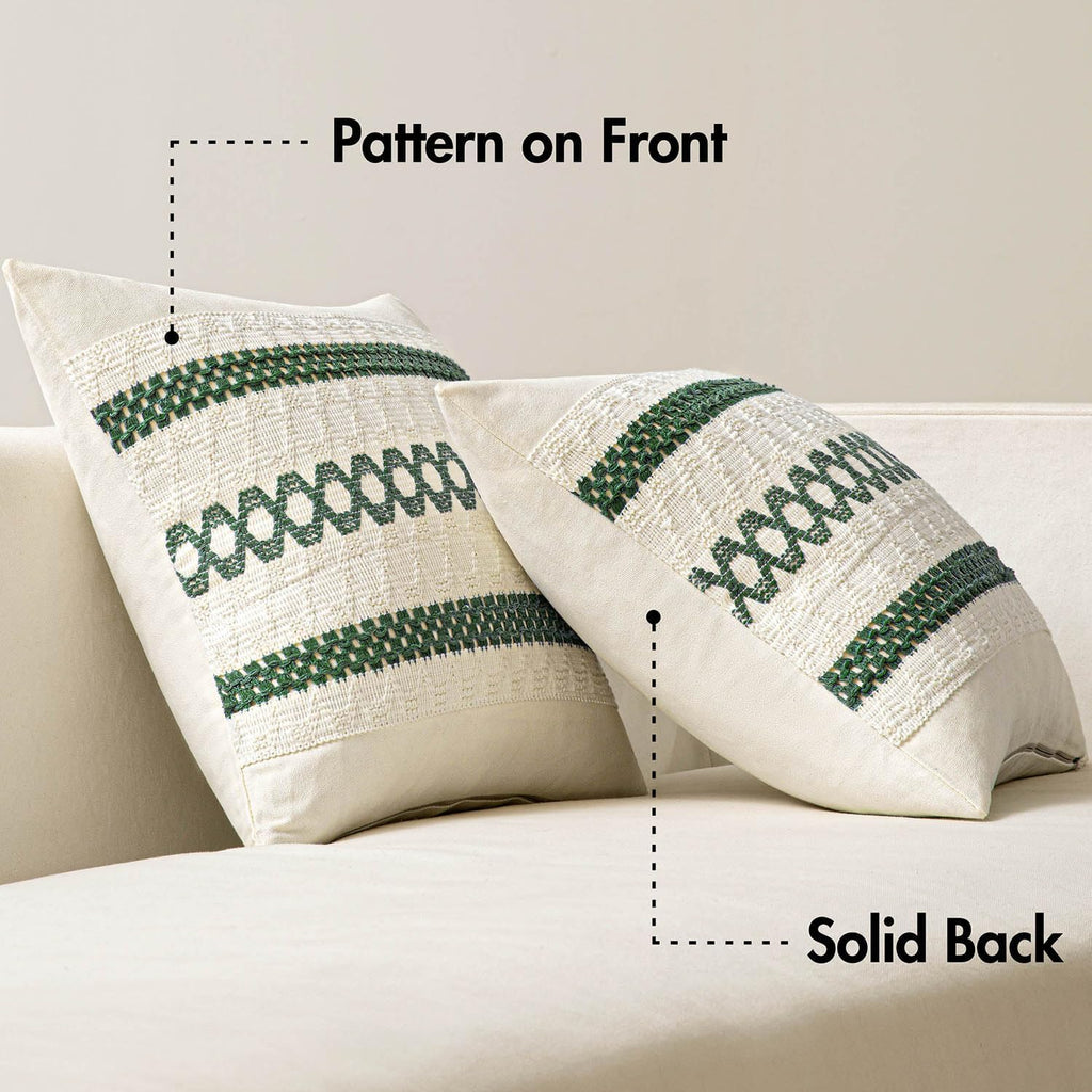 MIULEE Set of 2 Dark Green Boho Christmas Decorative Lumbar Pillow Covers 12x20 Inch Farmhouse Rustic Couch Throw Pillows Modern Cotton…