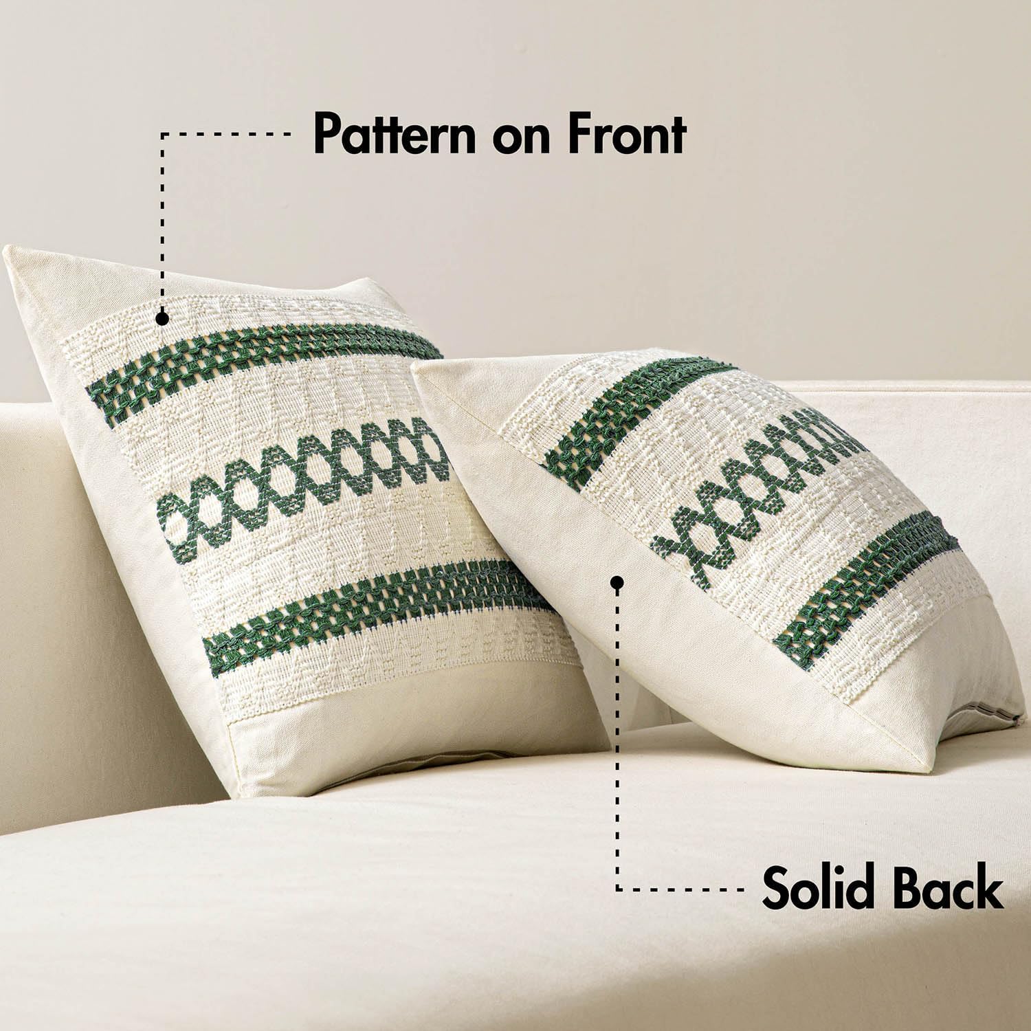 MIULEE Set of 2 Dark Green Boho Christmas Decorative Lumbar Pillow Covers 12x20 Inch Farmhouse Rustic Couch Throw Pillows Modern Cotton…
