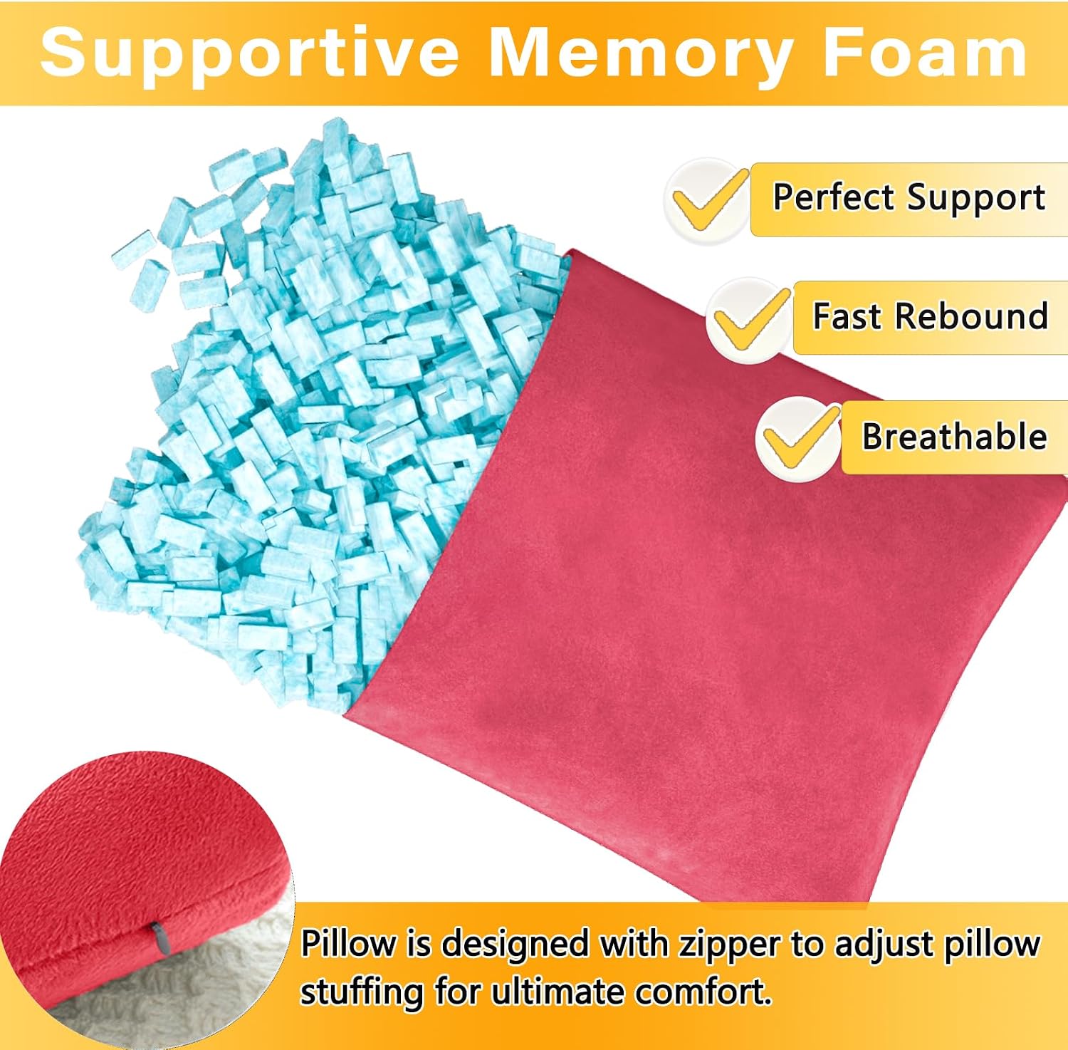 1 MIDDLE ONE 2 Pack Small Pillow, Memory Foam Mini Pillow 11 X 7 Inches for Travel, Sleeping, Nap and Neck, Knee, Lumbar Support, Tiny…