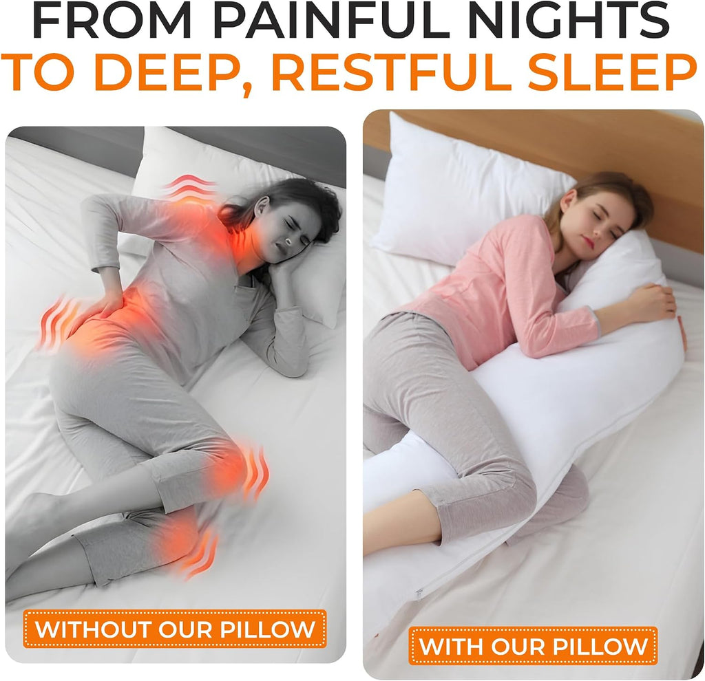 Cheer Collection Extra Long Body Pillow for Side Sleeper, Pregnancy, Neck and Shoulder Support - Zippered Cover (19" x 90")