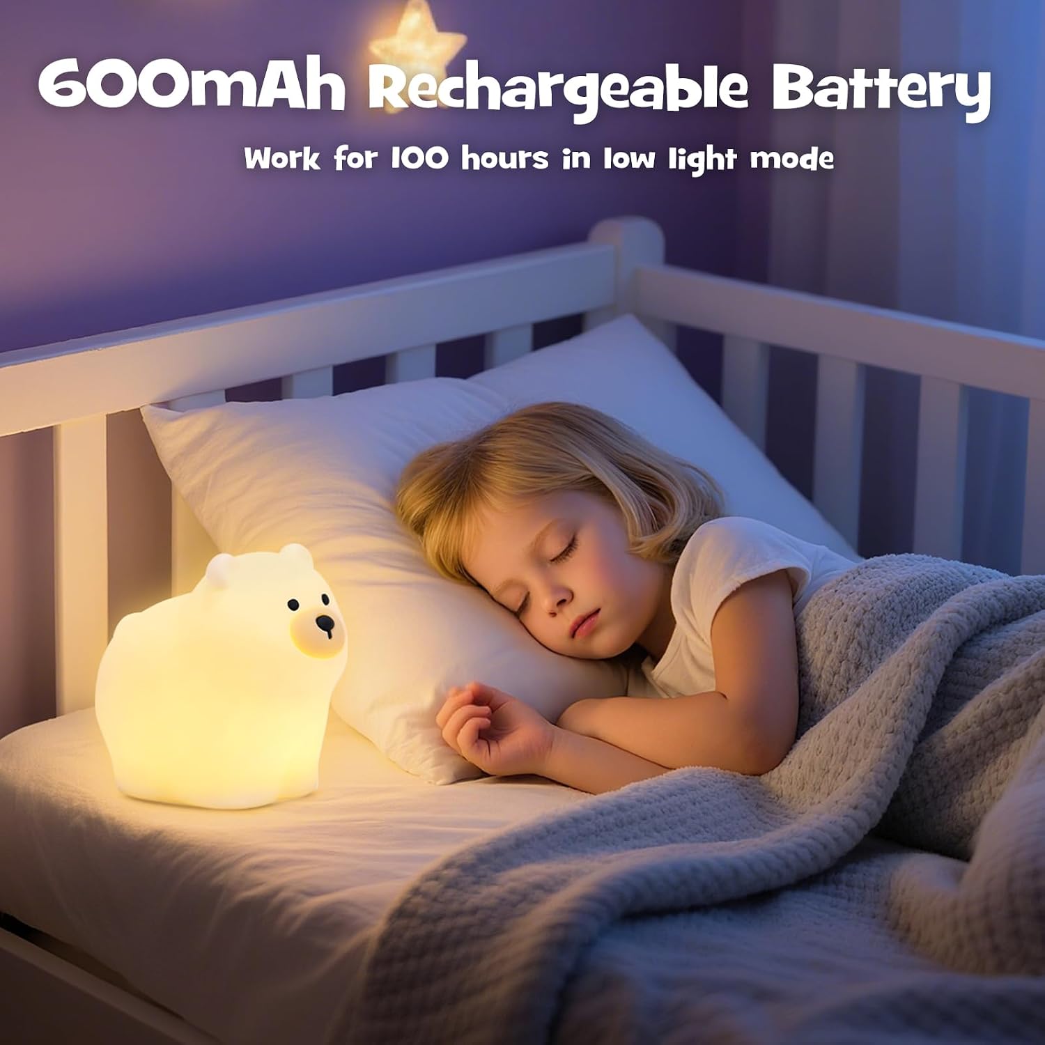 Squishy Polar Bear Night Light with RGB Mode Cute Polar Bear Light 3 Brightness Adjustable Nursery Breastfeeding Nightlight Rechargeable…