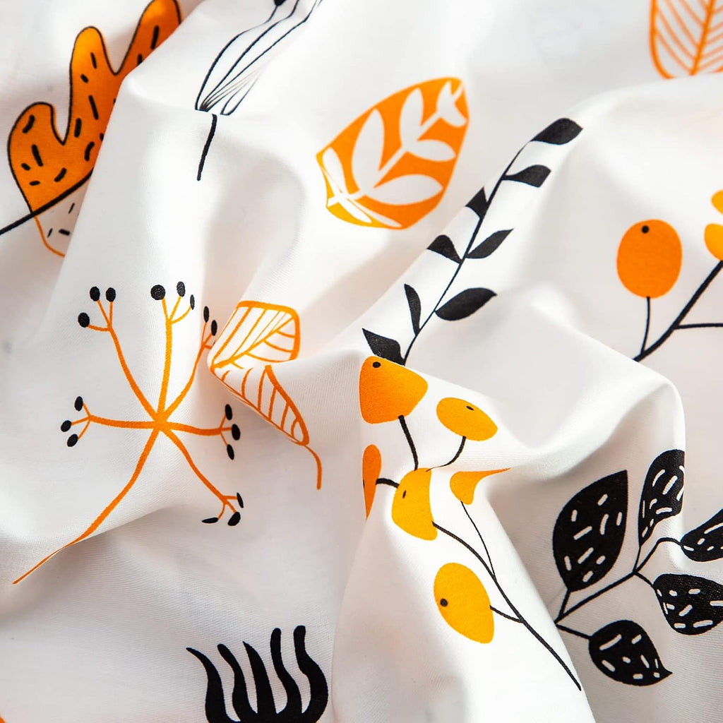 YuHeGuoJi Orange Floral Pillow Cases Set of 2 King 100% Cotton Black White Botanical Pillow Covers Decorative Acorn Leaves Print Pillow Pro…