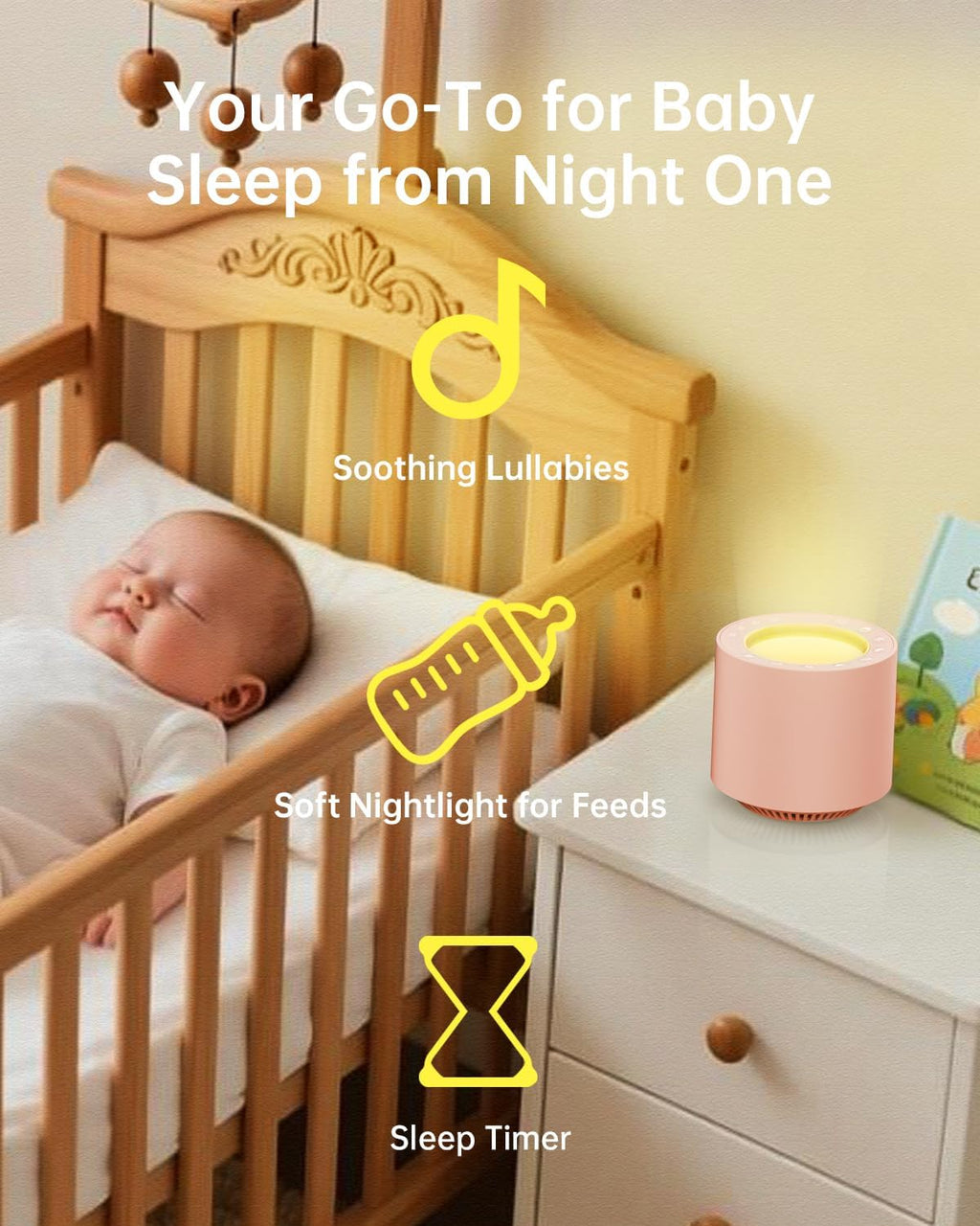 PureNurt Dimmable Nursery Night Light: Red Light relaxation Sleep Sound Machine with 38 Soothing Sounds & Calming Womb Soother…