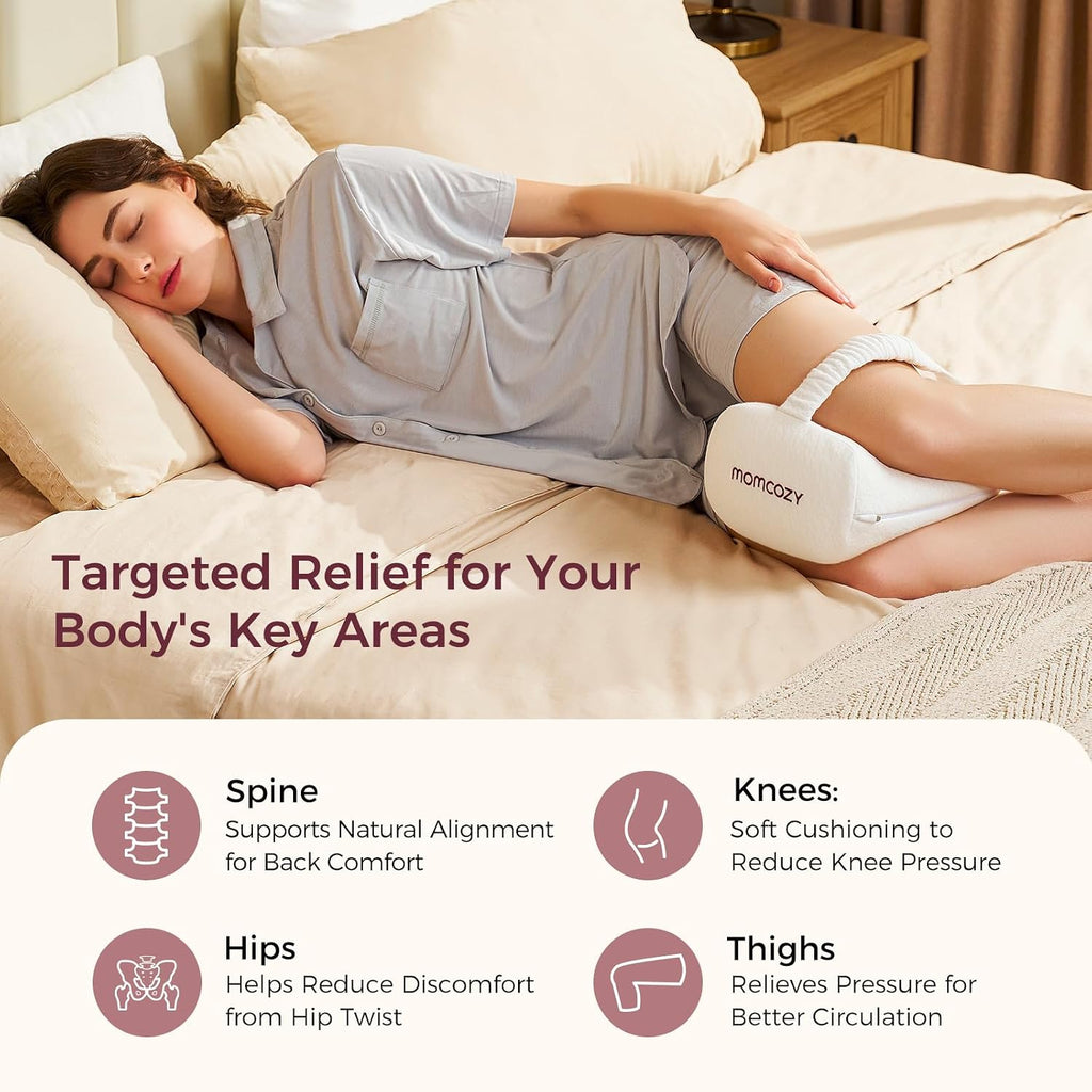 Momcozy Knee Pillow for Side Sleepers, Soft Memory Foam & Pinch-Free Design, Relieve Knee, Leg and Sciatica Pain, Adjustable Elastic Strap…