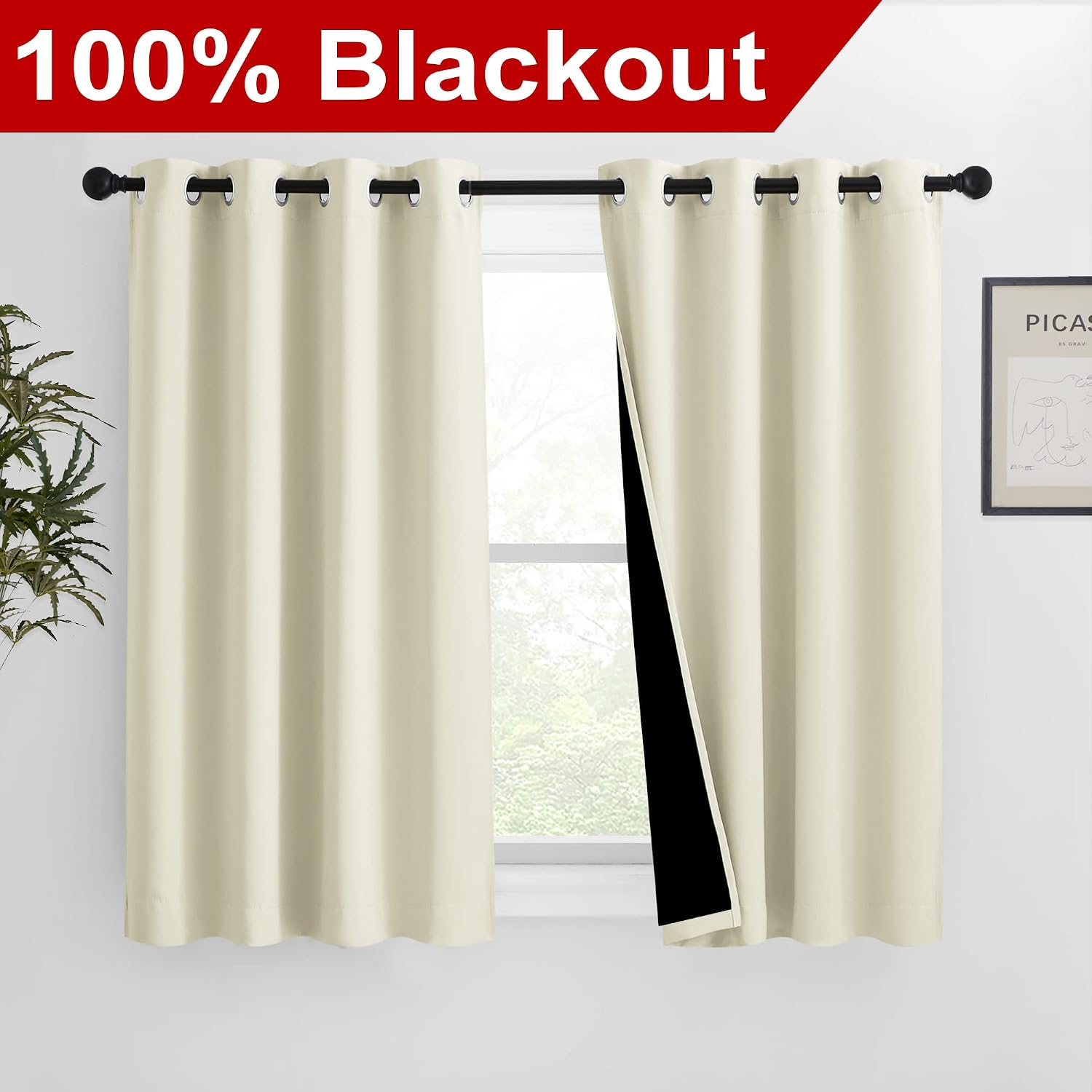 Nicetown Warm Curtains for Winter, Bedroom Full Blackout Curtain Panels, Great Job for Blocking Light, Complete Blackout Draperies with Bla…