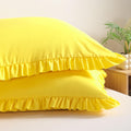 Bedsum Ruffled Pillow Shams Standard 20x26 Set of 2, Brushed Microfiber Pillowcases with Envelope Closure, Soft Wrinkle-Resistant, Yellow