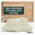 SweaveBedding 100% Egyptian Cotton Percale Sheets Twin Size - Genuine Luxurious 400 Thread Count - Naturally Crisp, Breathable, Skin-Friend…