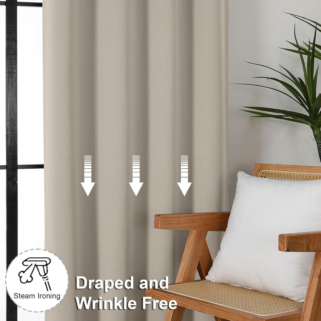 Simplebrand Ava Stone Blackout Curtains for Bedroom, 72 Inch Length, 2 Panels Set, Privacy Thermal Insulated Rod Pocket Curtains for Patio,…