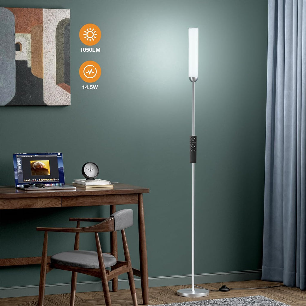 Ambimall LED Floor Lamp with Remote Control, 65" Standing lamp with Stepless Adjustable 3000K-6500K Colors & 30-100% Brightness, Foot…