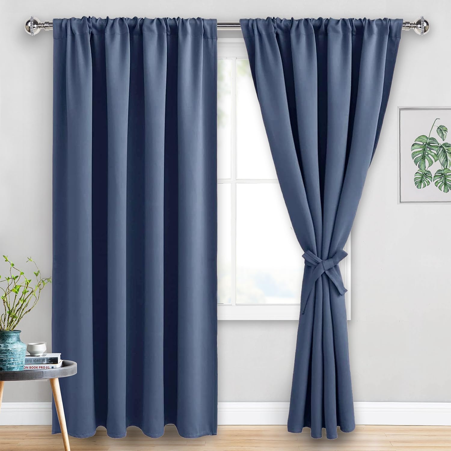 Jiuzhen Blackout Curtains for Bedroom - 60 Inch Extra Wide Thermal Insulated Room Darkening Privacy Soundproof Curtains for Living Room, Se…