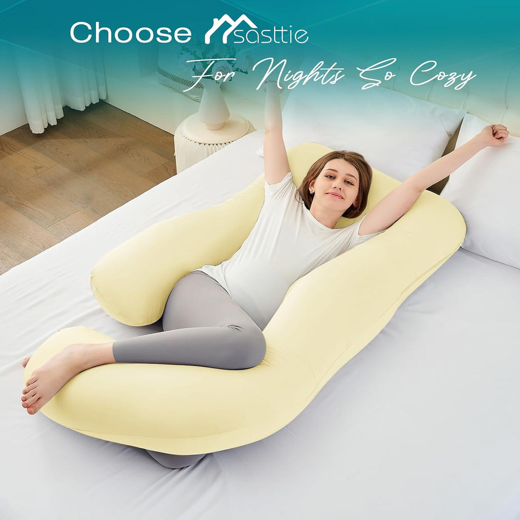 Sasttie Pregnancy Pillows for Sleeping, U Shaped Cooling Full Body Pregnancy Must Haves, 57 Inch Maternity Pillow for Pregnant Women, Pillo…