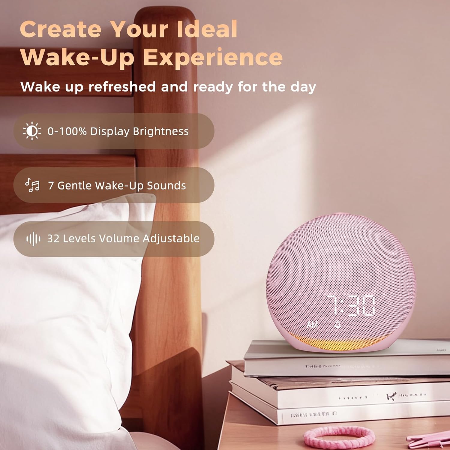 Acedeck Sound Machine Alarm Clock for Bedroom: 25 Natural Sleep Sounds - White Noise Machine for Adults Kids Baby - Gentle Wake Up Alarm wi…