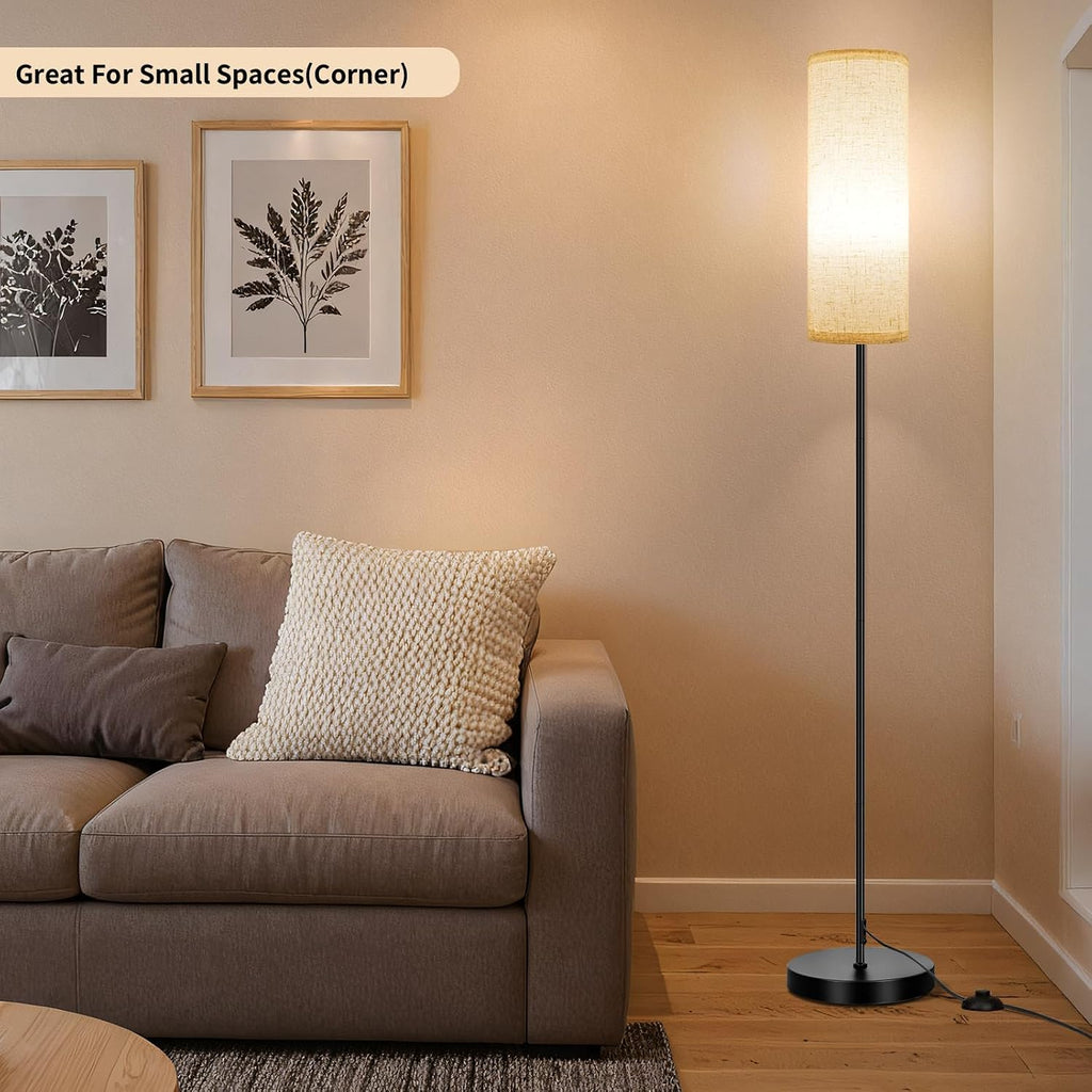 Fridekohome FRIDEKO HOME Floor Lamp with Beige Shade, Simple Design with Foot Pedal Switch, Small Tall Lamps for Living Room Bedroom Office…